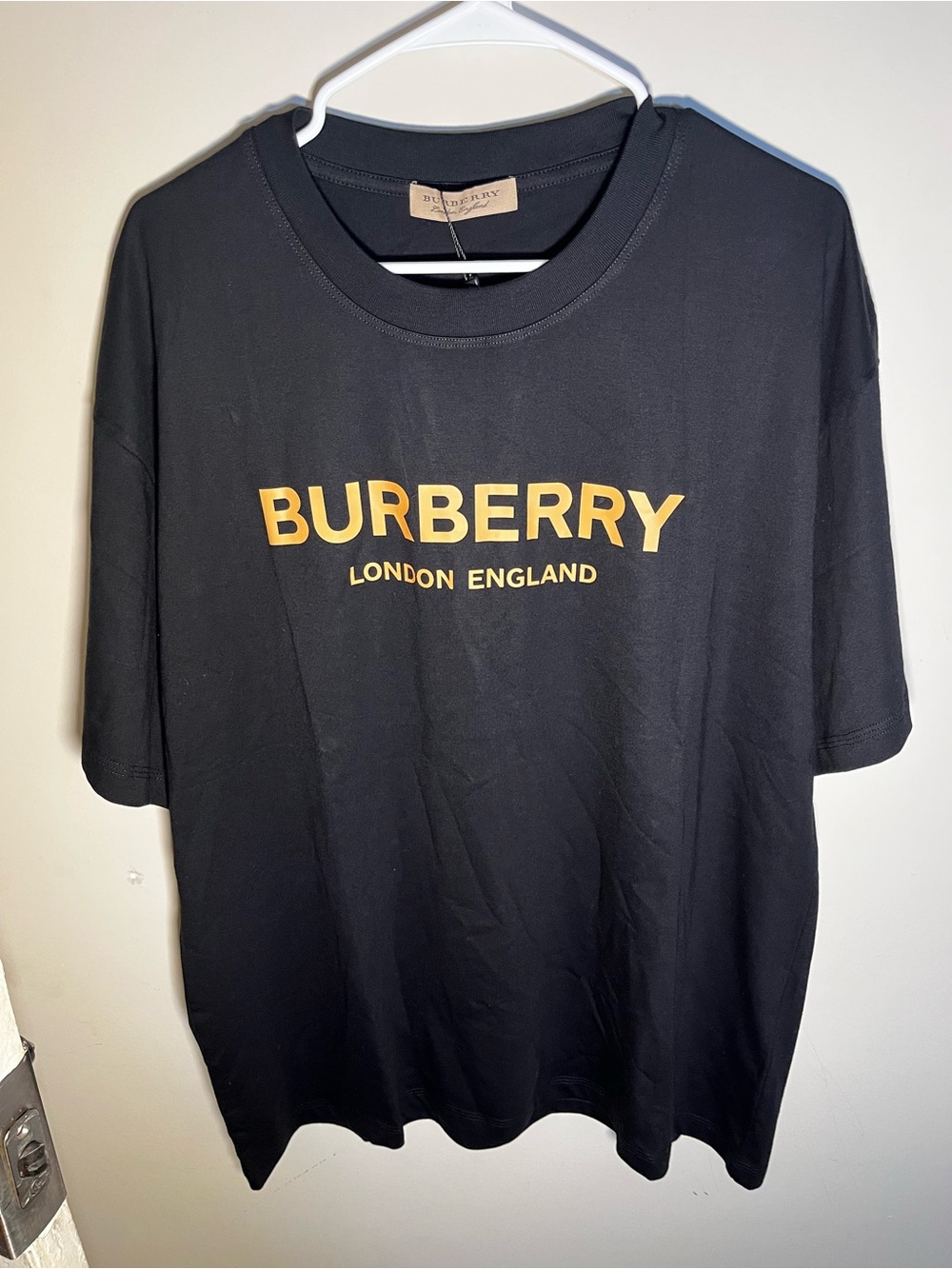 Burberry Black Crewneck T-Shirt with Yellow Logo